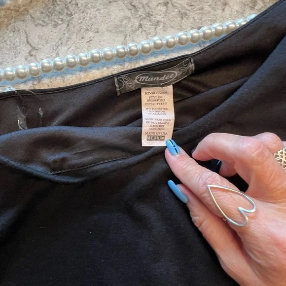 Mandee Black with Silver Side Sequins Top - Size Medium - Picture 8 of 9